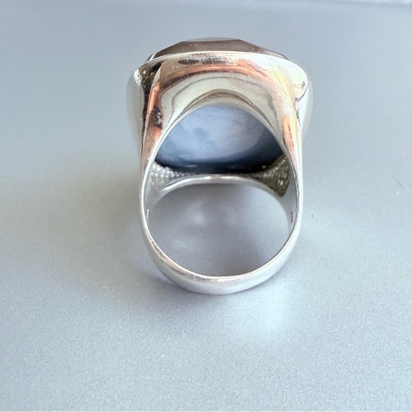 Abalone Shell Triplet Faceted Large Sterling Silver Cocktail Ring - Picture 9 of 11